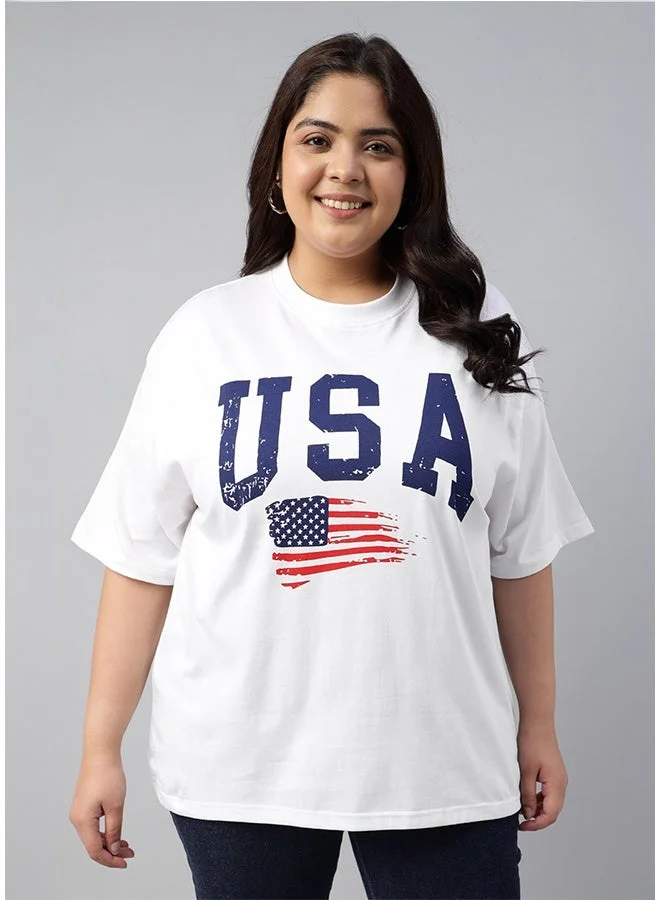 Juneberry Juneberry Pure Cotton Over-size  ROYALBLUE T-Shirt For Women